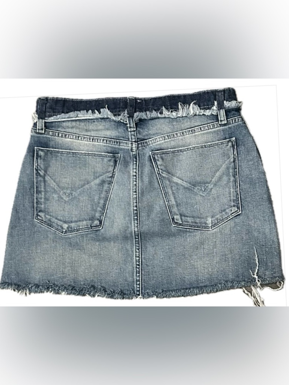 Hudson Distressed Raw Hem Denim Skirt Sz 26